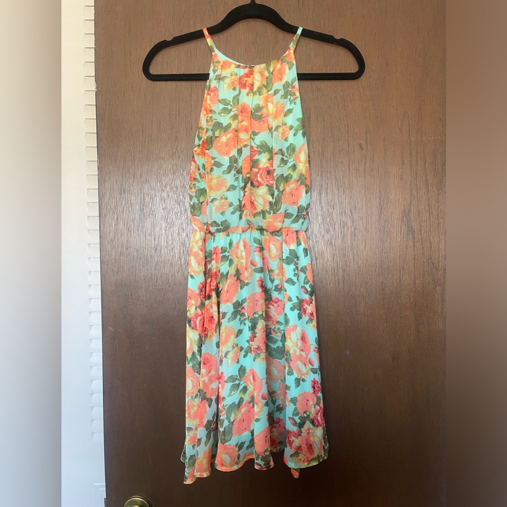 Halter neck floral dress